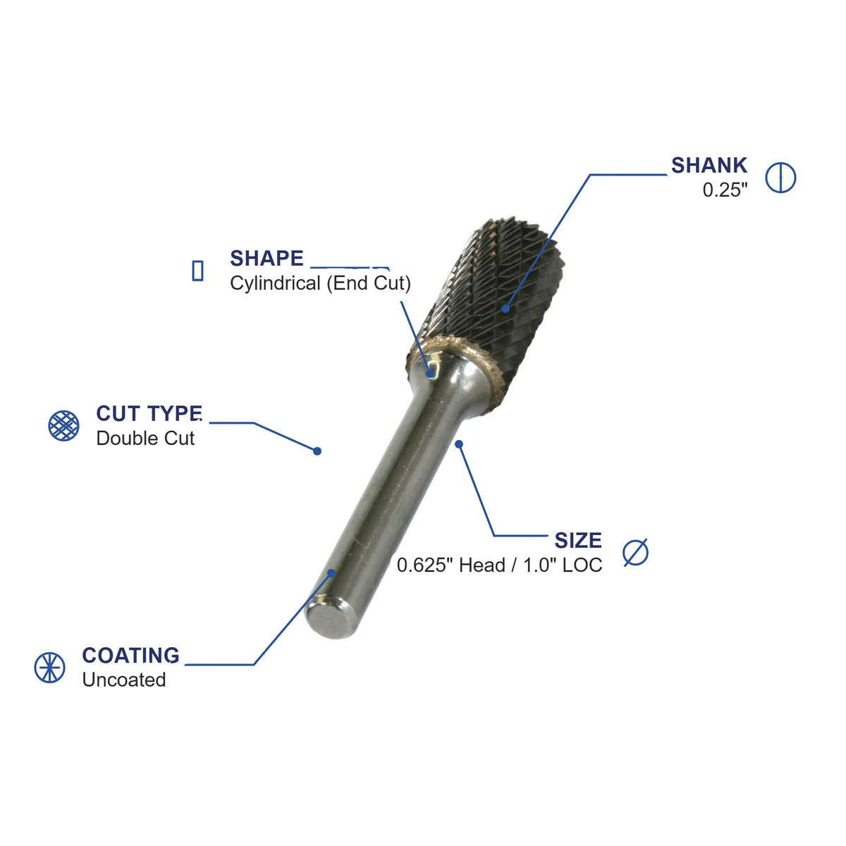 SB-6M Double Cut Carbide Metric Burr