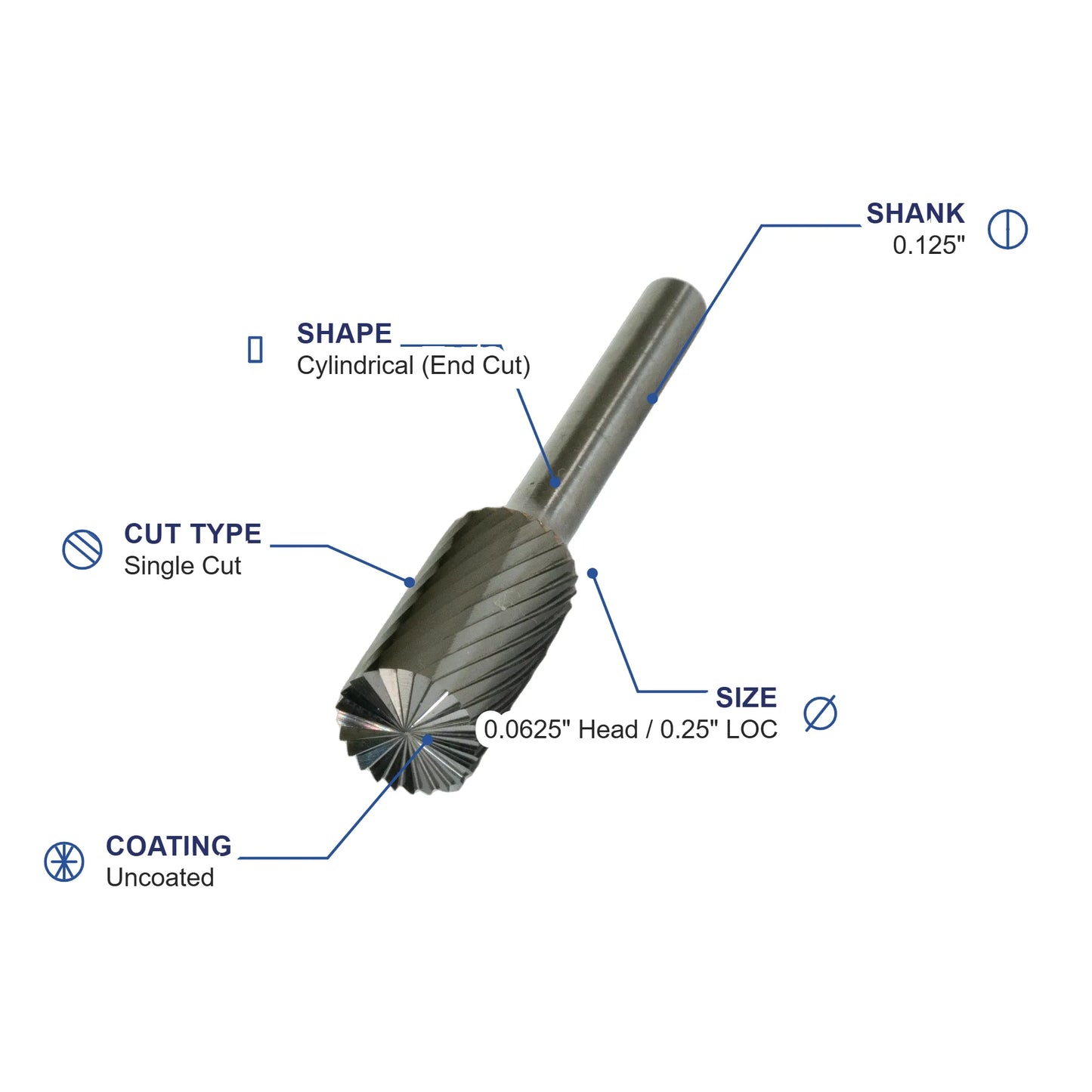 SB-41M Single Cut Carbide Metric Burr