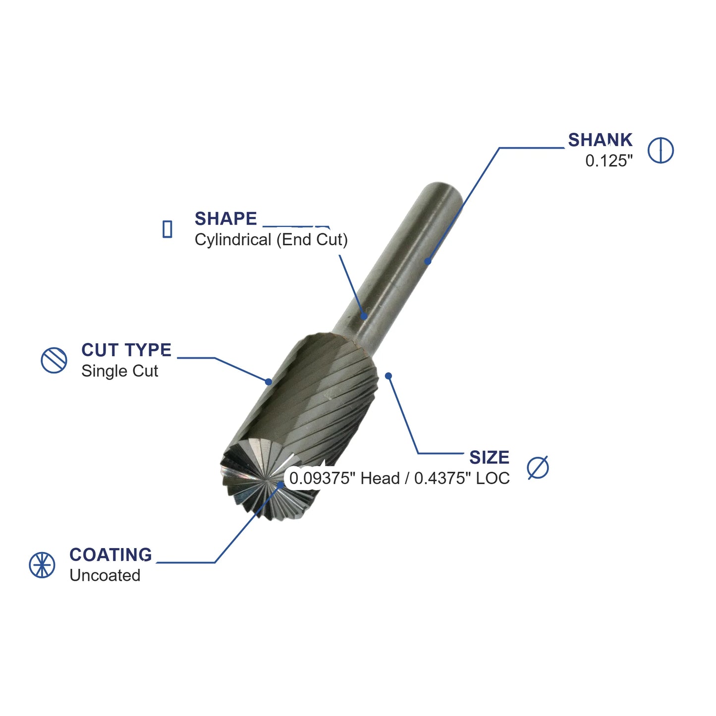 SB-42M ECO Single Cut Carbide Metric Burr