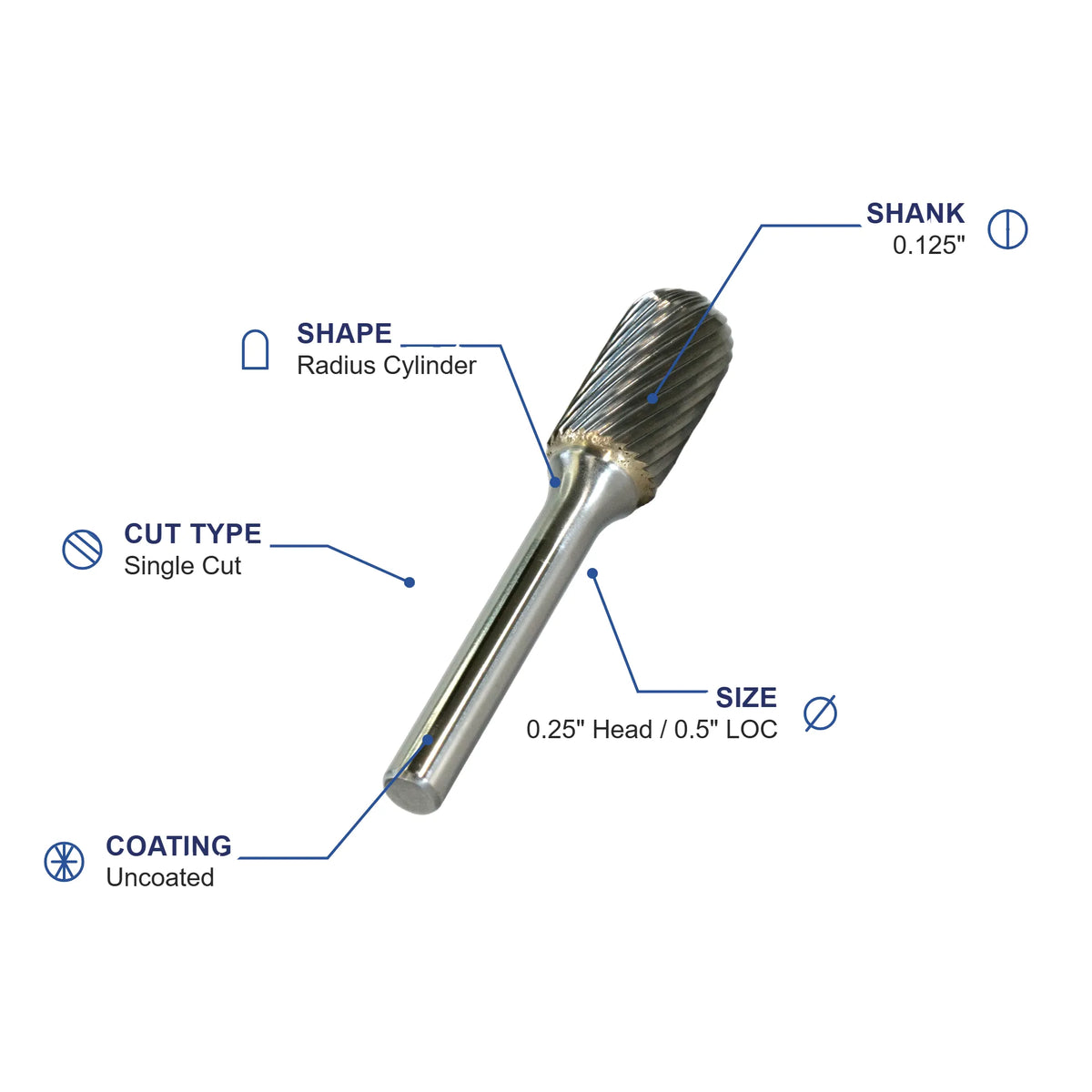 SC-51M Single Cut Carbide Metric Burr