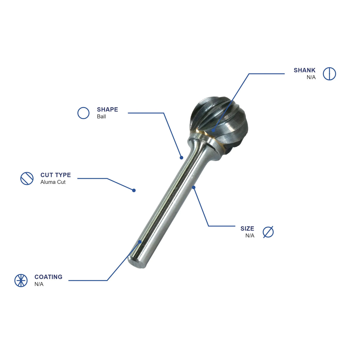 SD Aluma Cut Carbide Burr specifications diagram