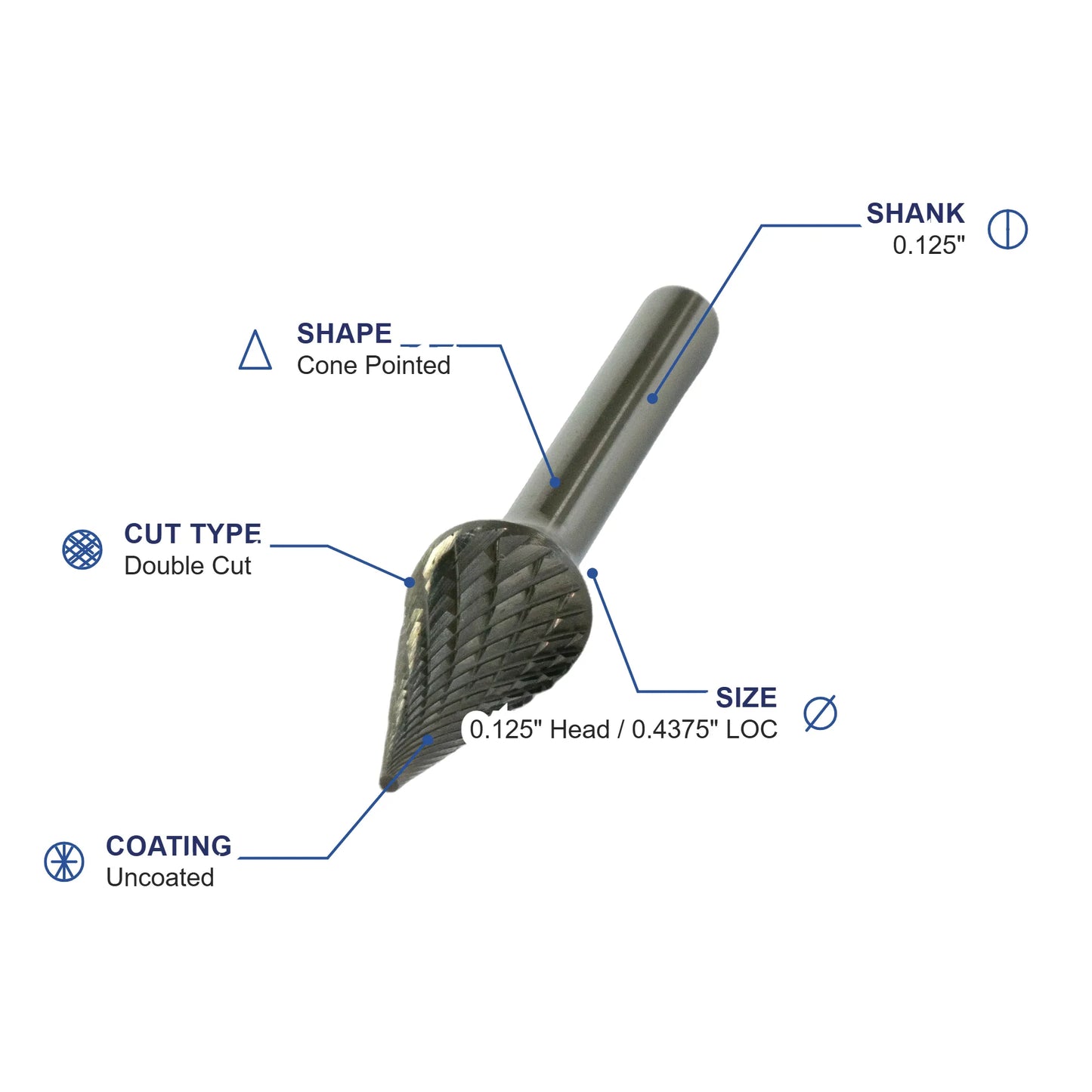 SM-42M Double Cut Carbide Burr Metric