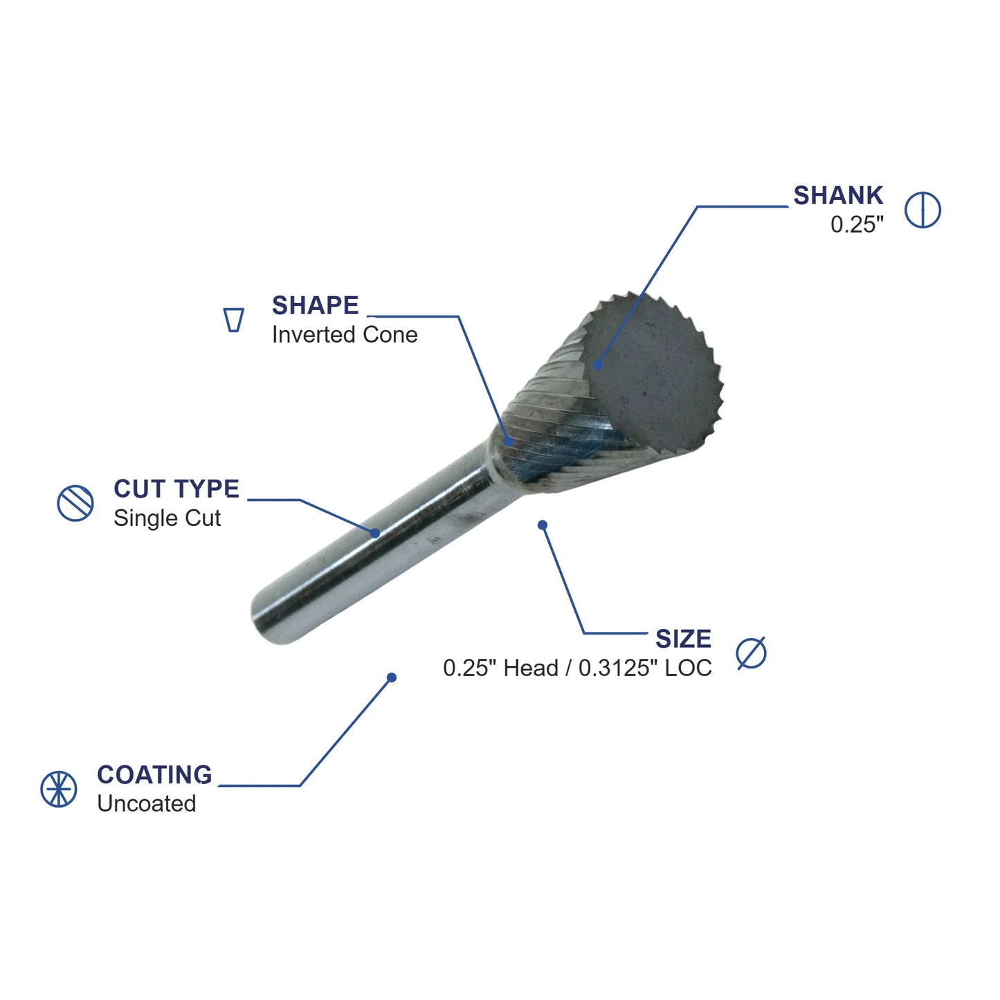 SN-1M Single Cut Carbide Metric Burr