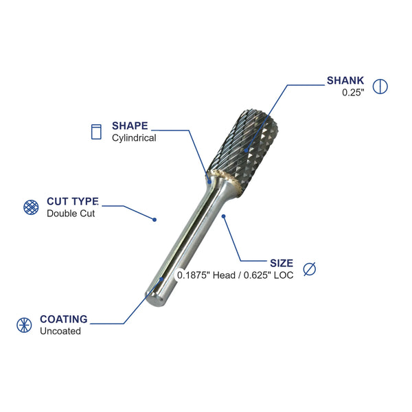 SA-14M Double Cut Carbide Metric Burr