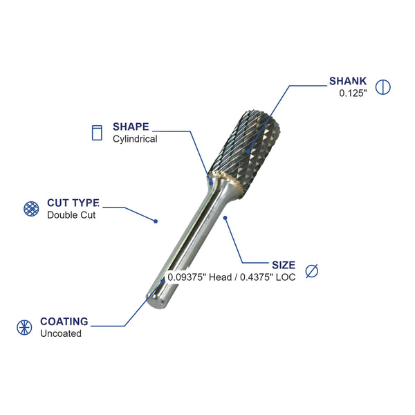 SA-42M Double Cut Carbide Metric Burr