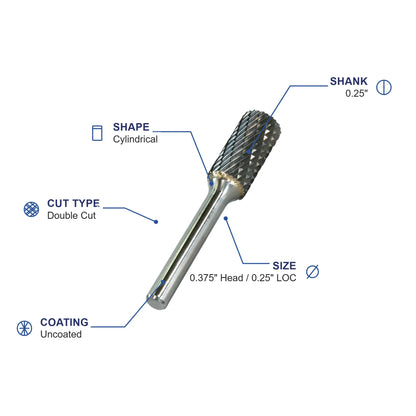SA-3ML6 Double Cut Carbide Metric Burr