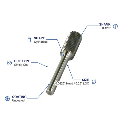 SA-41M Single Cut Carbide Metric Burr
