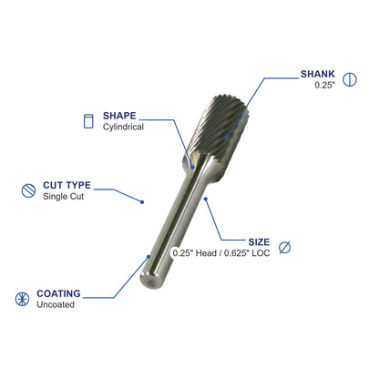 SA-1ML6 Single Cut Carbide Metric Burr