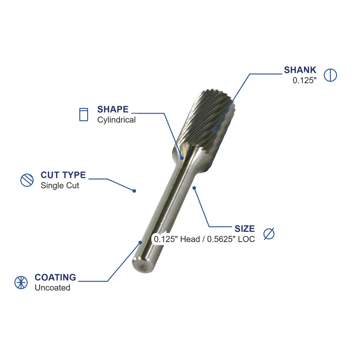 SA-43ML2 Single Cut Carbide Metric Burr