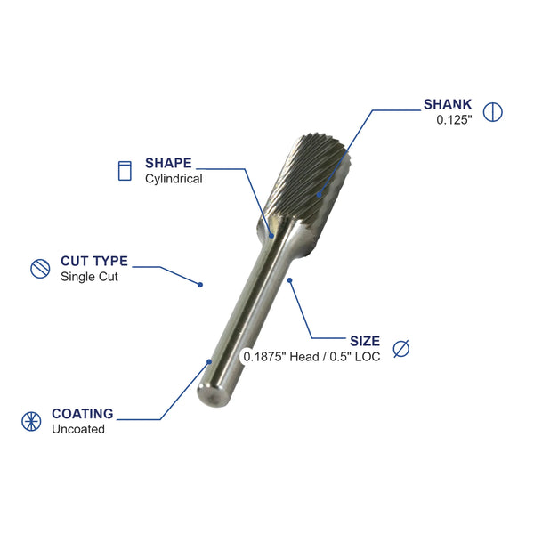 SA-53M Single Cut Carbide Metric Burr