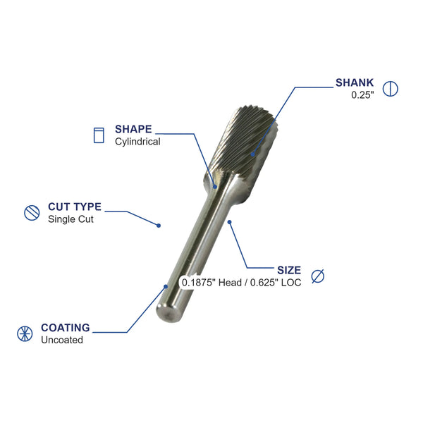 SA-14M Single Cut Carbide Metric Burr