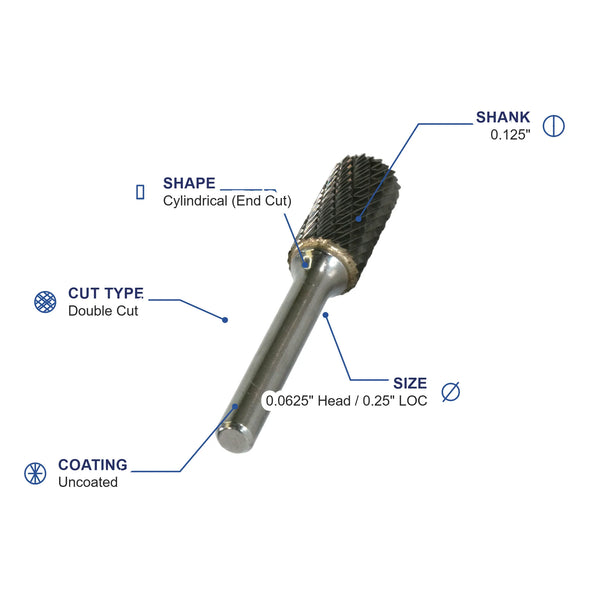 SB-41M Double Cut Carbide Metric Burr