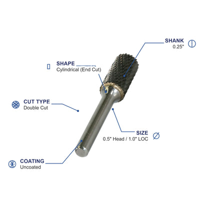 SB-5M Double Cut Carbide Metric Burr