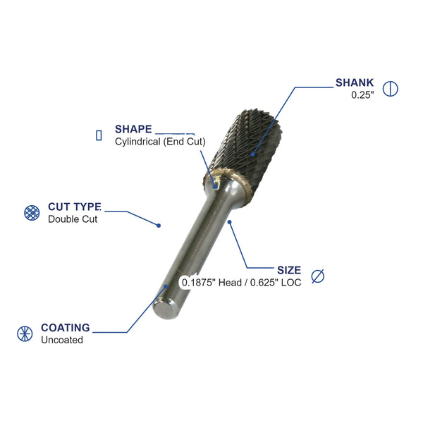 SB-14M Double Cut Carbide Metric Burr