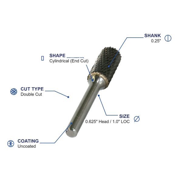 SB-6M Double Cut Carbide Metric Burr