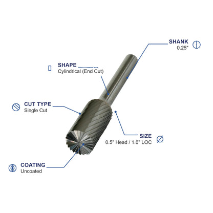 SB-5ML4 Single Cut Carbide Metric Burr