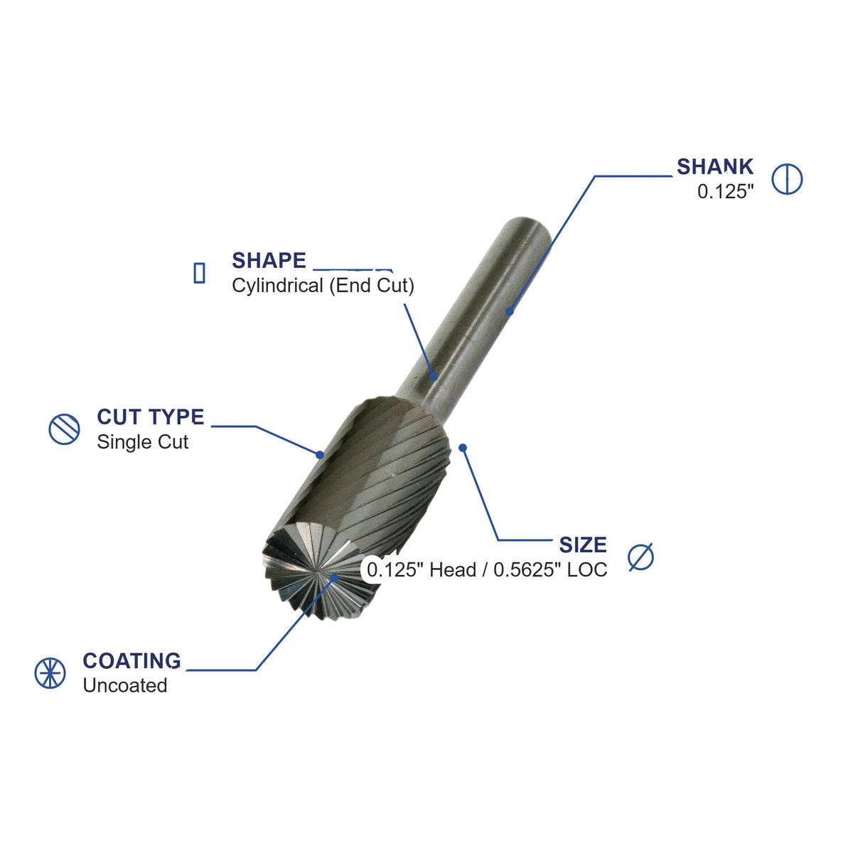 SB-43ML3 Single Cut Carbide Metric Burr