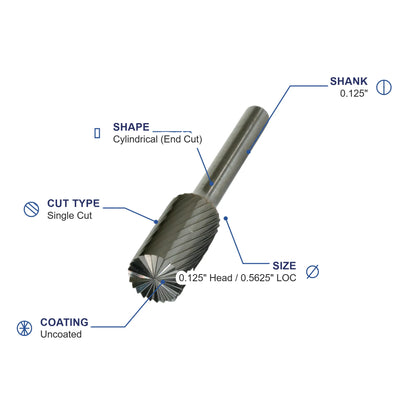 SB-43L3 ECO Single Cut Carbide Burr