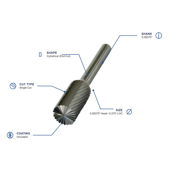 SB-61 Single Cut Carbide Burr