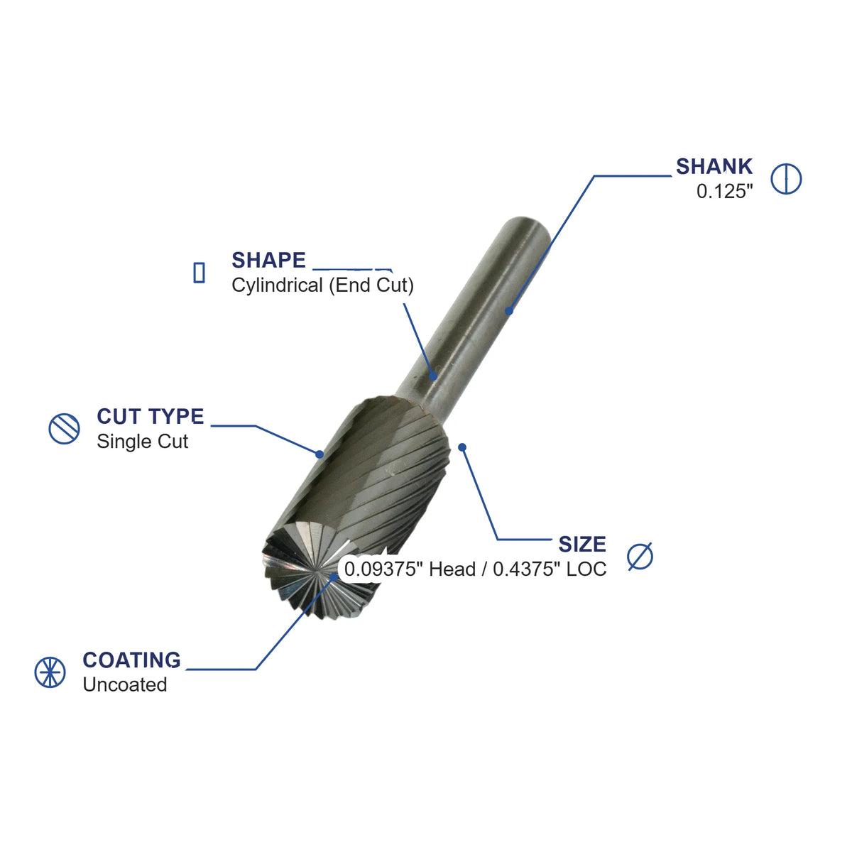SB-42M ECO Single Cut Carbide Metric Burr