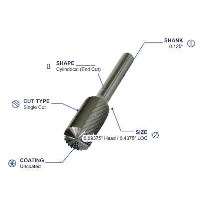 SB-42M ECO Single Cut Carbide Metric Burr