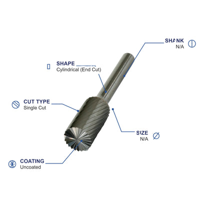 SB-63M Single Cut Carbide Metric Burr