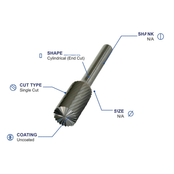 SB-50M Single Cut Carbide Metric Burr