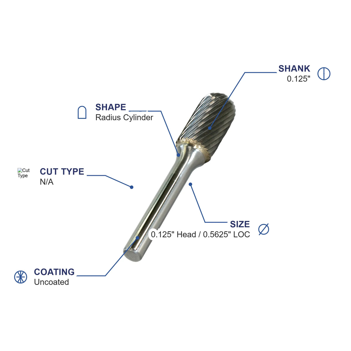 SC-42M Single/Coarse Cut Carbide Metric Burr