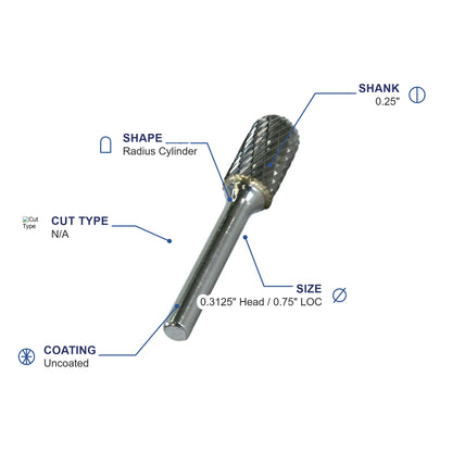 SC-2M Coarse Cut Carbide Metric Burr