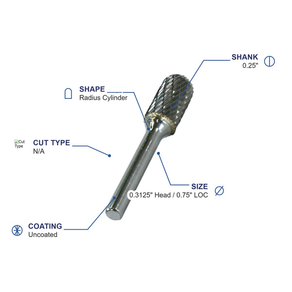 SC-2M Coarse Cut Carbide Metric Burr