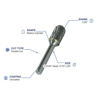SC-2M Double Cut Carbide Metric Burr