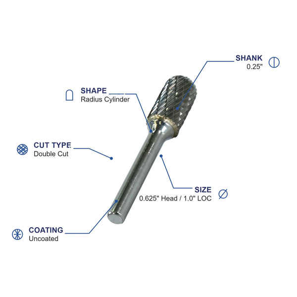 SC-6M Double Cut Carbide Metric Burr