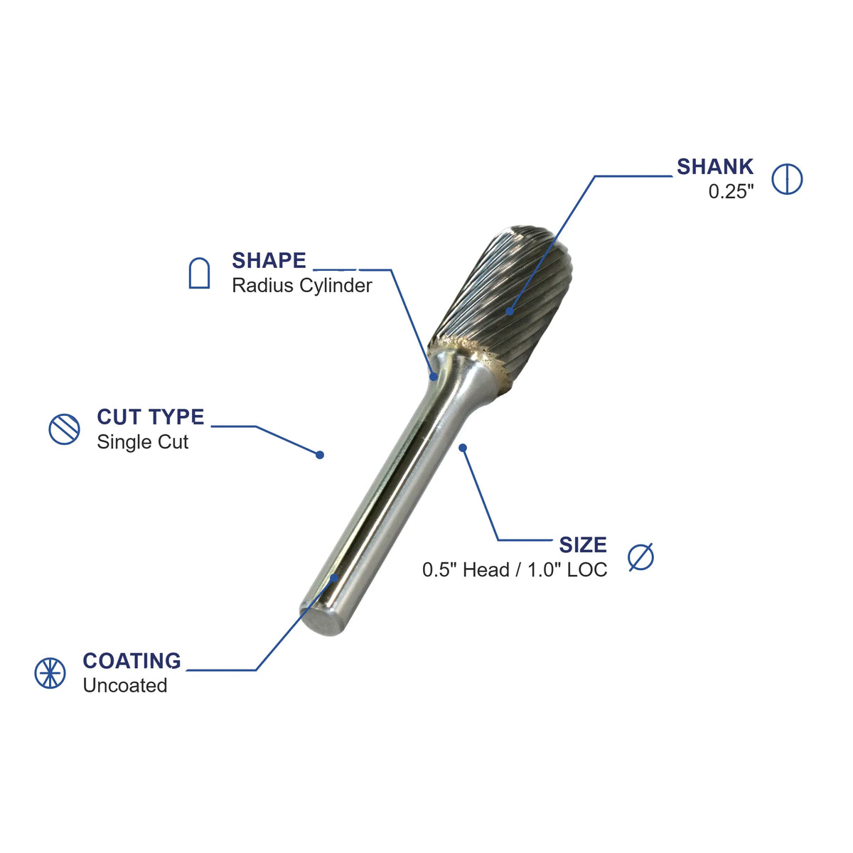 SC-5ML6 Single Cut X-Long Carbide Metric Burr