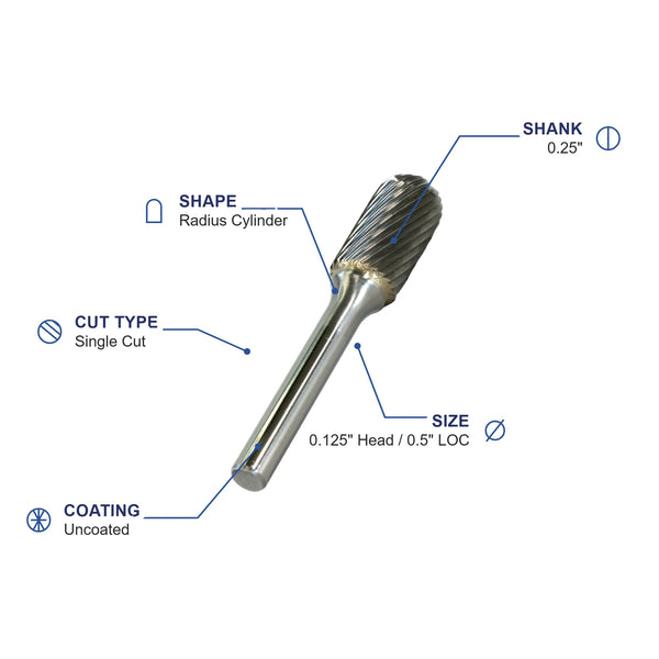 SC-11M Single Cut Carbide Metric Burr