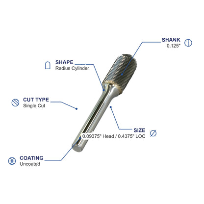 SC-41M Single Cut Carbide Metric Burr