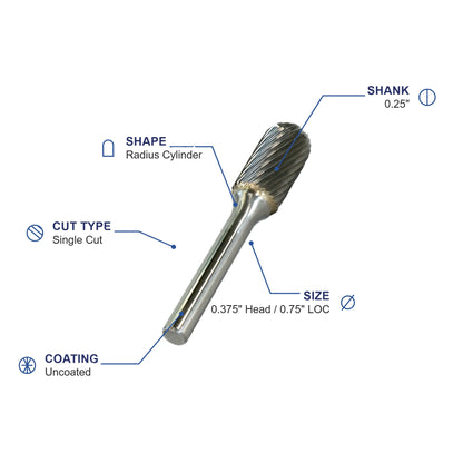 SC-3ML4 Single Cut Carbide Metric Burr