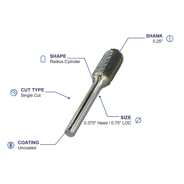 SC-3ML4 Single Cut Carbide Metric Burr
