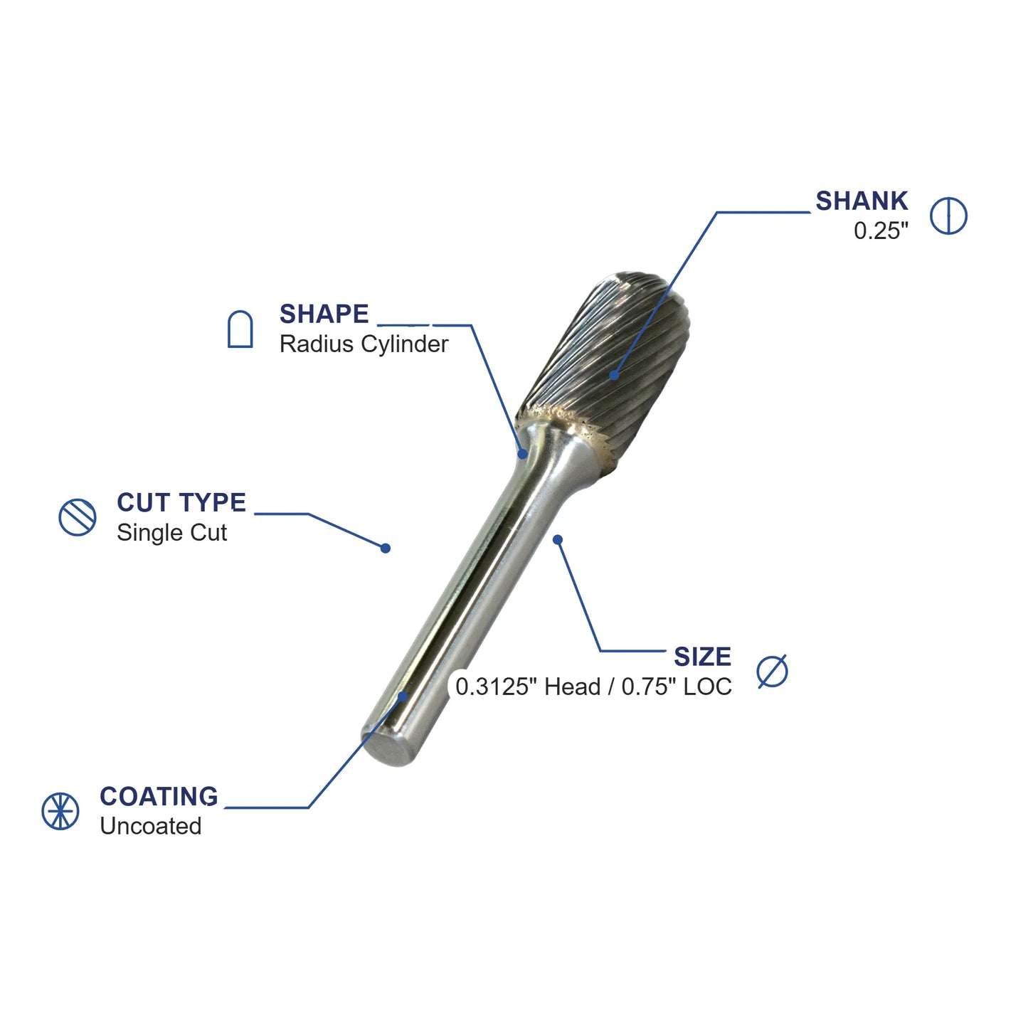 SC-2M Single Cut Carbide Metric Burr