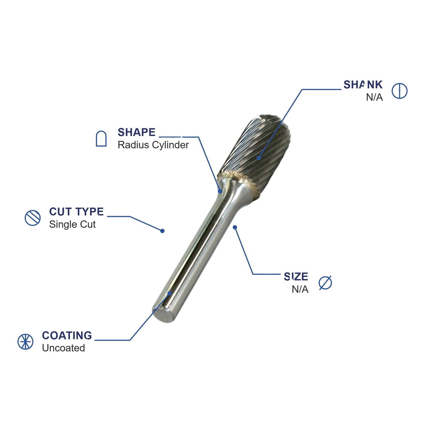 SC-52M Single Cut Carbide Metric Burr