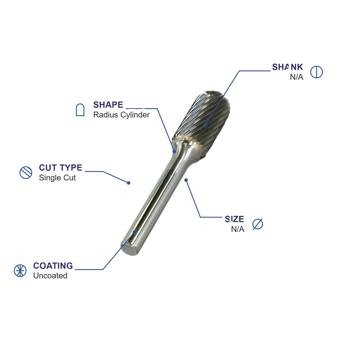 SC-43ML2 Single Cut Carbide Metric Burr