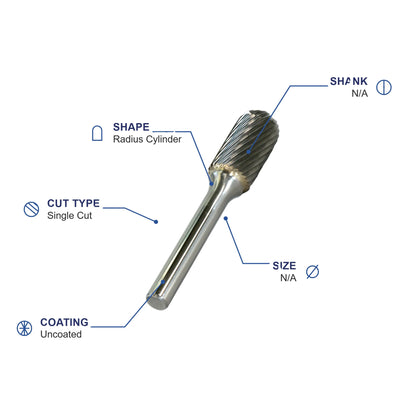 SC-43ML2 Single Cut Carbide Metric Burr