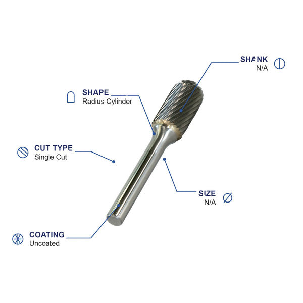 SC-43ML3 Single Cut Carbide Metric Burr