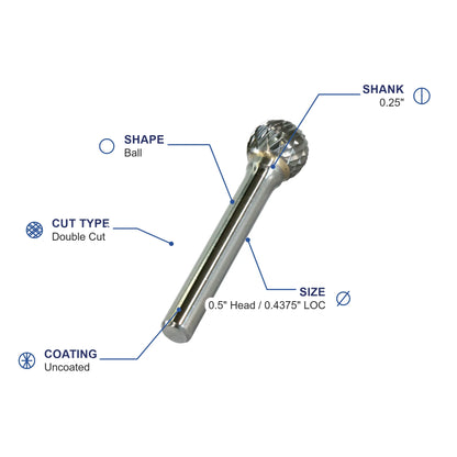 SD-5M Double Cut Carbide Metric Burr