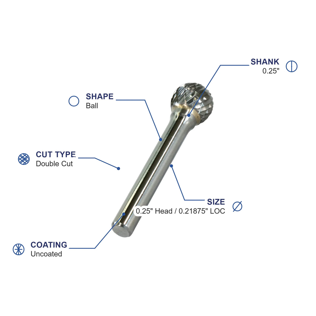 SD-1ML6 Double Cut X-Long Carbide Metric Burr