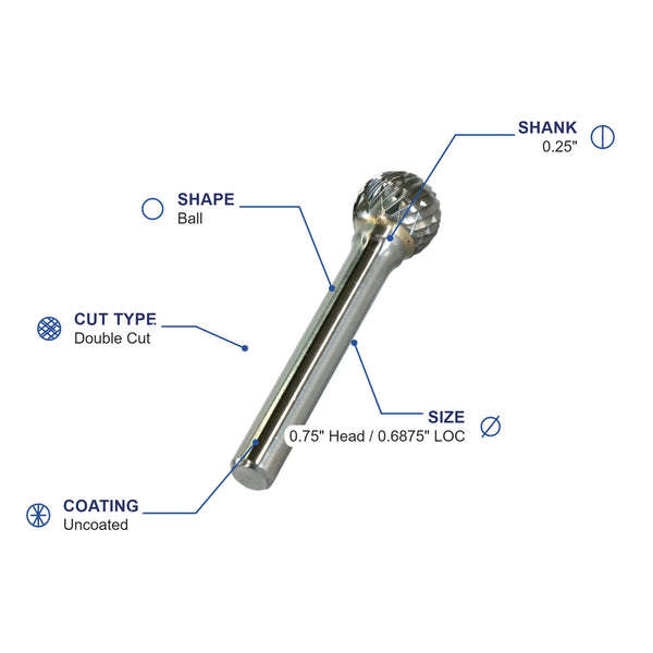 SD-7M Double Cut Carbide Metric Burr