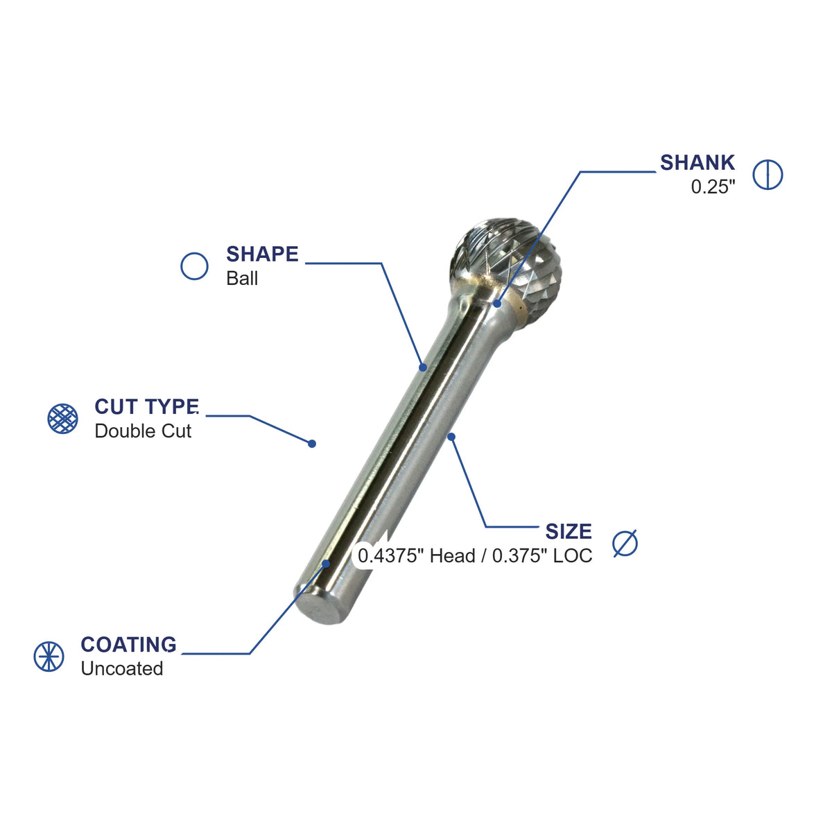SD-4M Double Cut Carbide Metric Burr