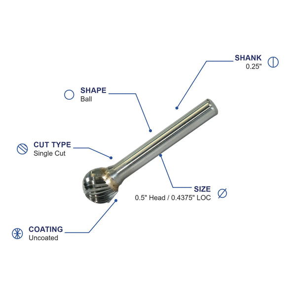 SD-5ML4 Single Cut Carbide Metric Burr