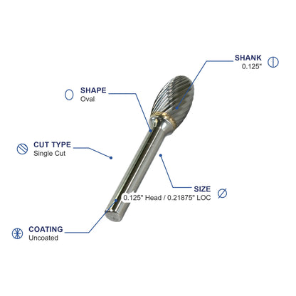 SE-41M Single Cut Carbide Metric Burr