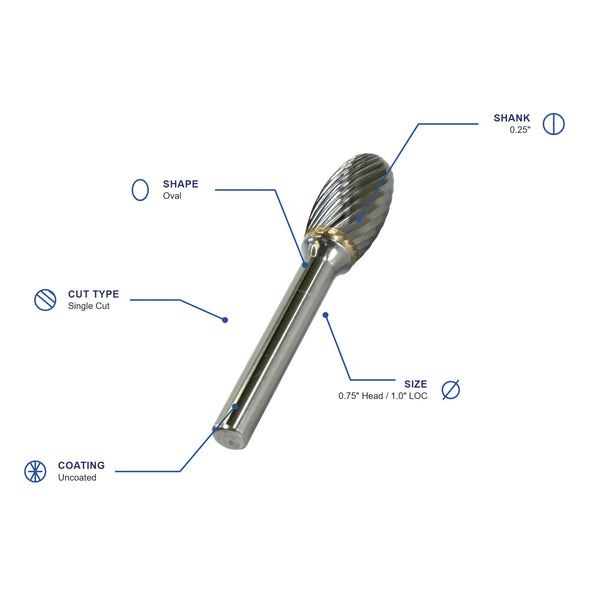 SE-7 Single Cut Carbide Burr