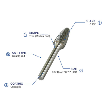 SF-13M Double Cut Carbide Metric Burr